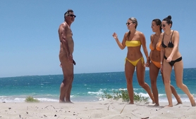 Sexy Chicks Can't Move Eyes from Dude's Cock at the Beach ... LOL ...