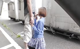 Japanese Milf Suck Cock On a Public Place 